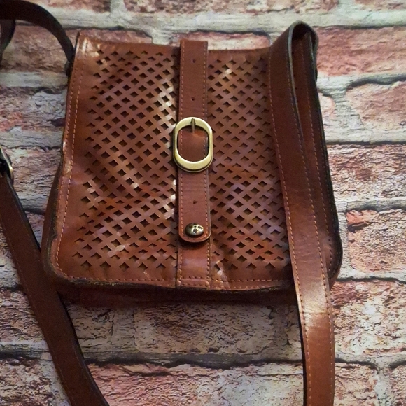 Patricia Nash Venezia Pouch Crossbody - Slim Lattice Cut Out Leather - Picture 13 of 14